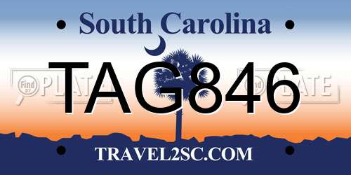 TAG846 South Carolina License Plate