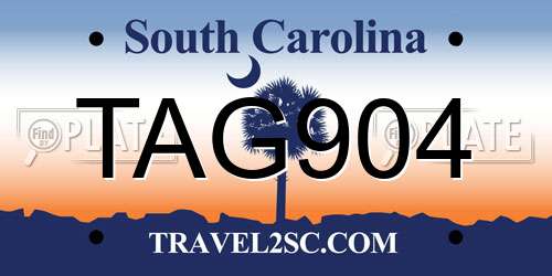 TAG904 South Carolina License Plate