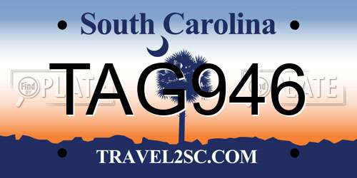 TAG946 South Carolina License Plate