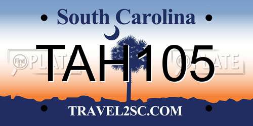 TAH105 South Carolina License Plate