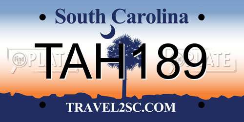 TAH189 South Carolina License Plate
