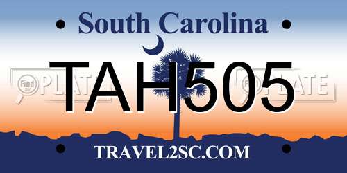 TAH505 South Carolina License Plate