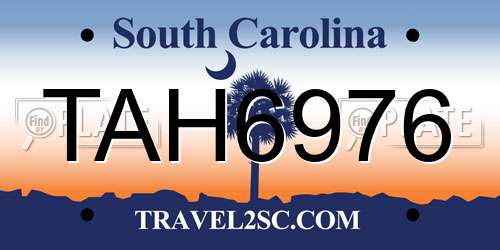 TAH6976 South Carolina License Plate