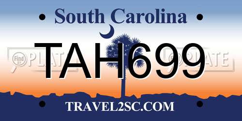 TAH699 South Carolina License Plate