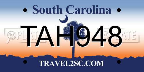 TAH948 South Carolina License Plate