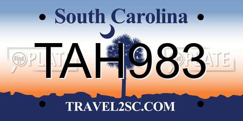 TAH983 South Carolina License Plate