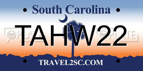 TAHW22 South Carolina License Plate