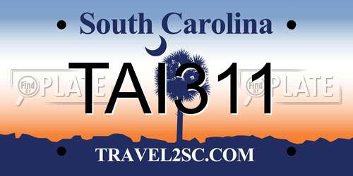 TAI311 South Carolina License Plate