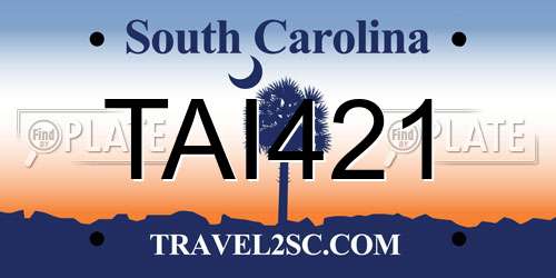 TAI421 South Carolina License Plate
