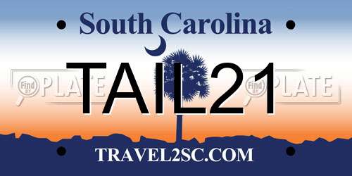 TAIL21 South Carolina License Plate