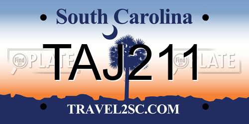 TAJ211 South Carolina License Plate