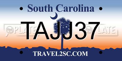 TAJJ37 South Carolina License Plate