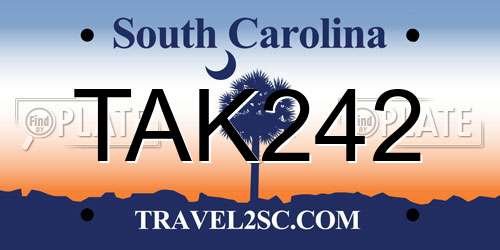 TAK242 South Carolina License Plate