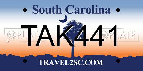 TAK441 South Carolina License Plate