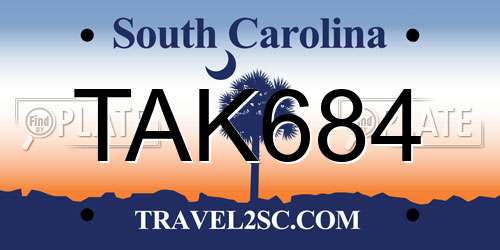 TAK684 South Carolina License Plate