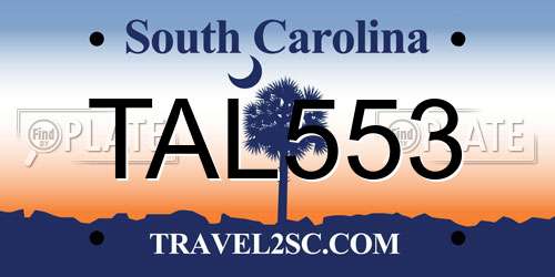 TAL553 South Carolina License Plate