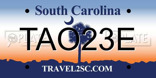 TAO23E South Carolina License Plate