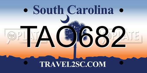 TAO682 South Carolina License Plate