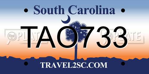 TAO733 South Carolina License Plate