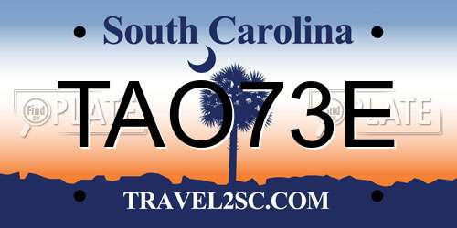 TAO73E South Carolina License Plate