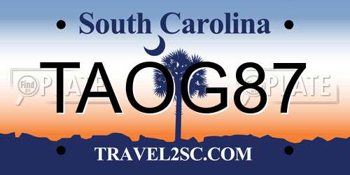 TAOG87 South Carolina License Plate