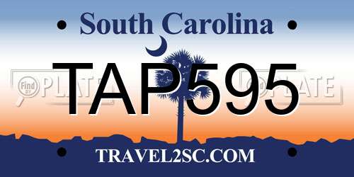 TAP595 South Carolina License Plate