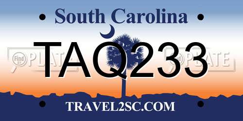 TAQ233 South Carolina License Plate