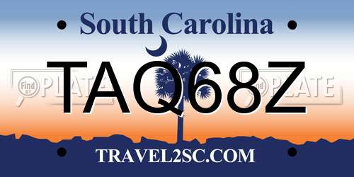 TAQ68Z South Carolina License Plate
