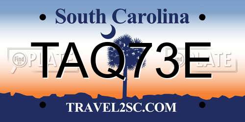 TAQ73E South Carolina License Plate