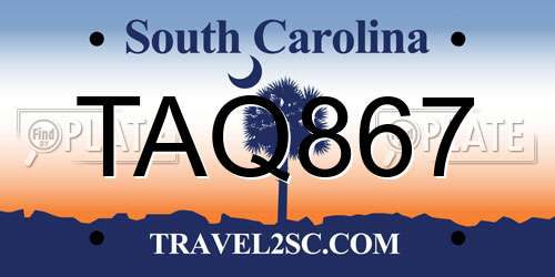 TAQ867 South Carolina License Plate