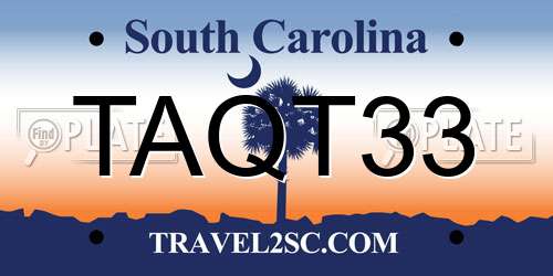 TAQT33 South Carolina License Plate