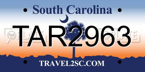 TAR2963 South Carolina License Plate