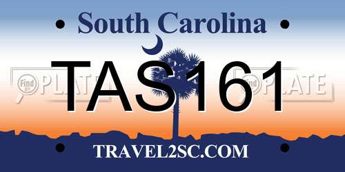TAS161 South Carolina License Plate