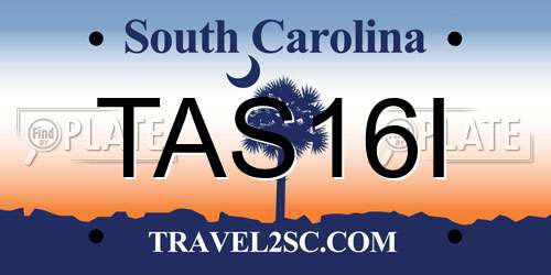TAS16I South Carolina License Plate