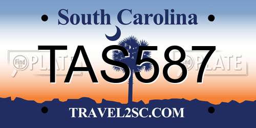 TAS587 South Carolina License Plate