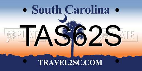 TAS62S South Carolina License Plate