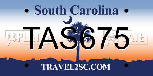 TAS675 South Carolina License Plate