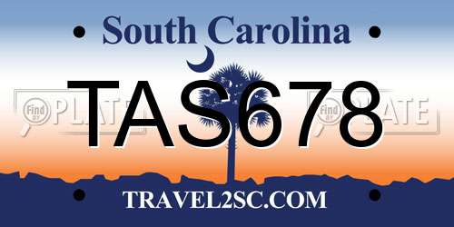 TAS678 South Carolina License Plate