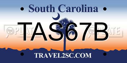 TAS67B South Carolina License Plate