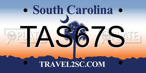 TAS67S South Carolina License Plate
