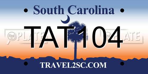 TAT104 South Carolina License Plate