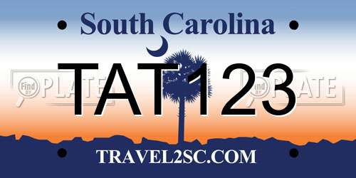 TAT123 South Carolina License Plate