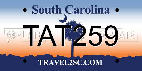 TAT259 South Carolina License Plate