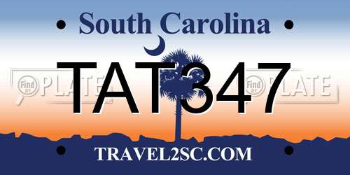 TAT347 South Carolina License Plate