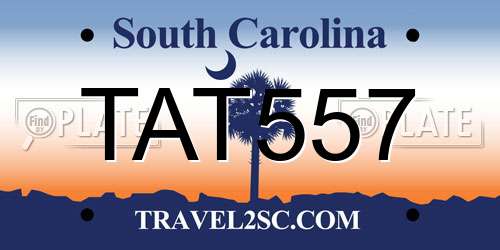 TAT557 South Carolina License Plate