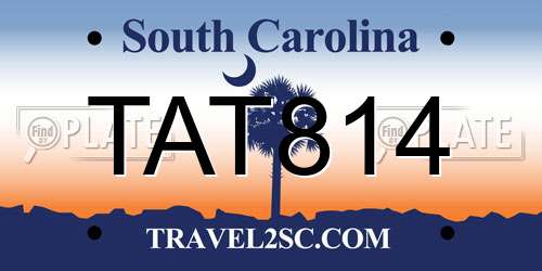 TAT814 South Carolina License Plate