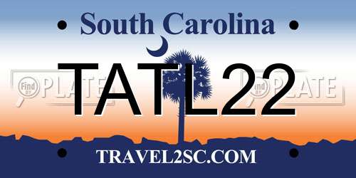 TATL22 South Carolina License Plate