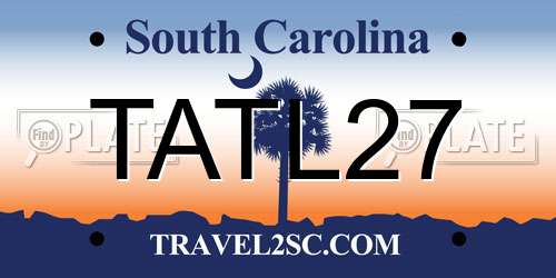 TATL27 South Carolina License Plate