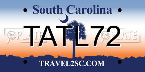 TATL72 South Carolina License Plate