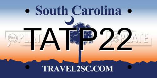 TATP22 South Carolina License Plate